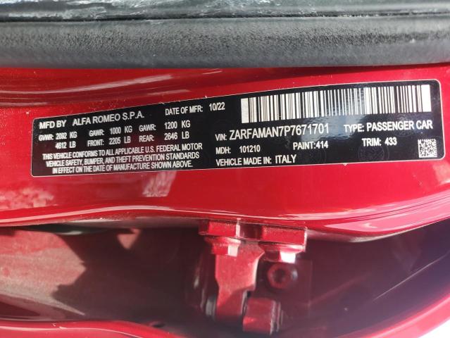 2023 ALFA ROMEO GIULIA SPR ZARFAMAN7P7671701