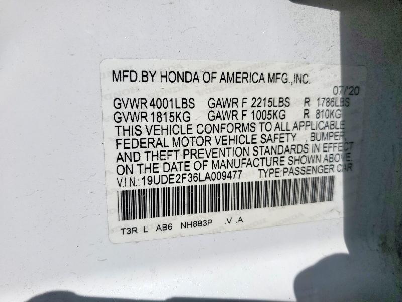 2020 ACURA ILX 19UDE2F36LA009477