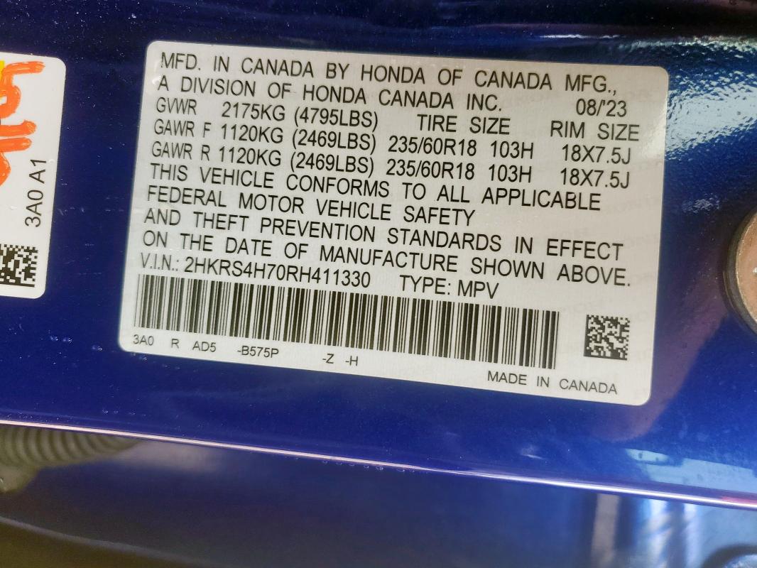 2024 HONDA CR-V EXL 2HKRS4H70RH411330