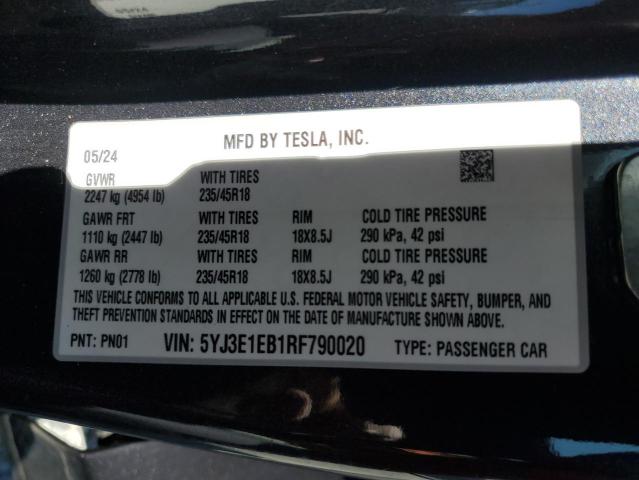 2024 TESLA MODEL 3 - 5YJ3E1EB1RF790020