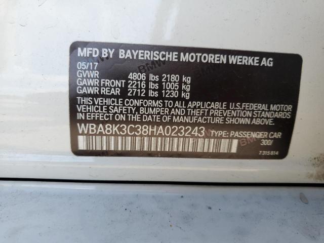 2017 BMW 330 XI WBA8K3C38HA023243