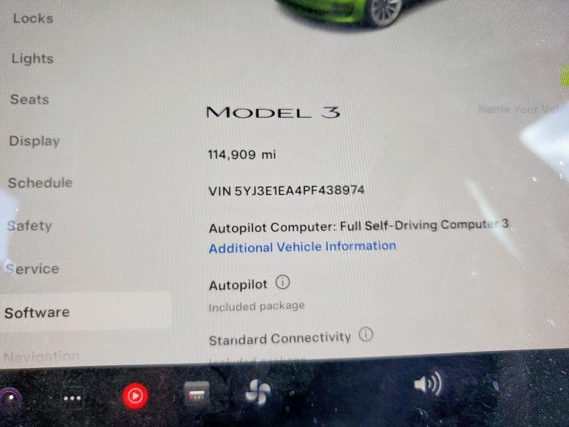2023 TESLA MODEL 3 5YJ3E1EA4PF438974
