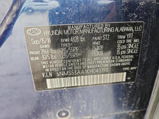 2019 HYUNDAI SANTA FE L 5NMS53AA1KH040190