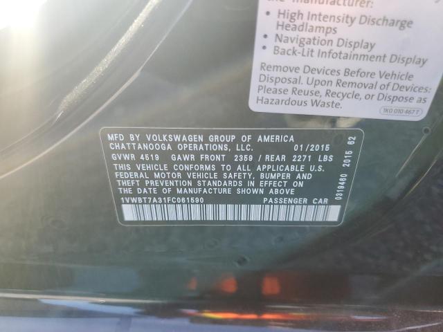 2015 VOLKSWAGEN PASSAT SE - 1VWBT7A31FC061590