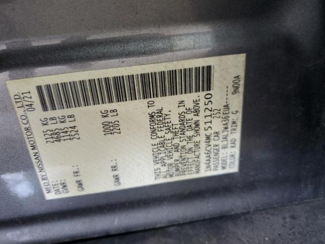 2021 NISSAN MAXIMA SV 1N4AA6CV4MC511250