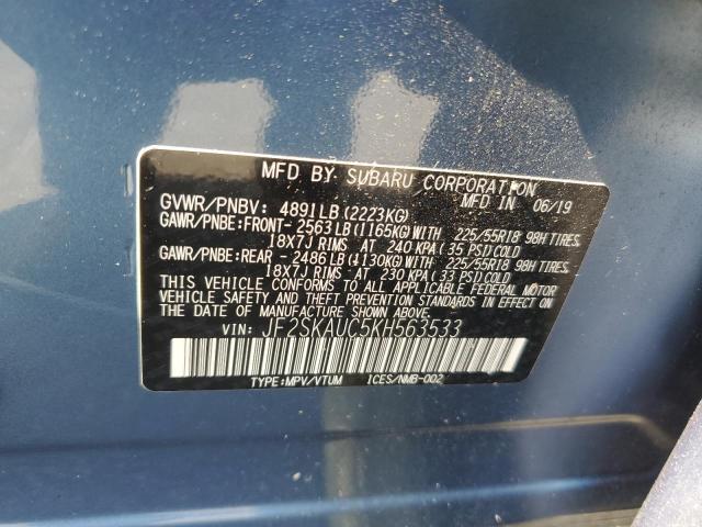 2019 SUBARU FORESTER L JF2SKAUC5KH563533