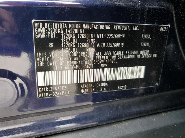 2021 TOYOTA RAV4 XSE 4T3E6RFV4MU035671