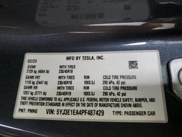 2023 TESLA MODEL 3 5YJ3E1EA4PF487429