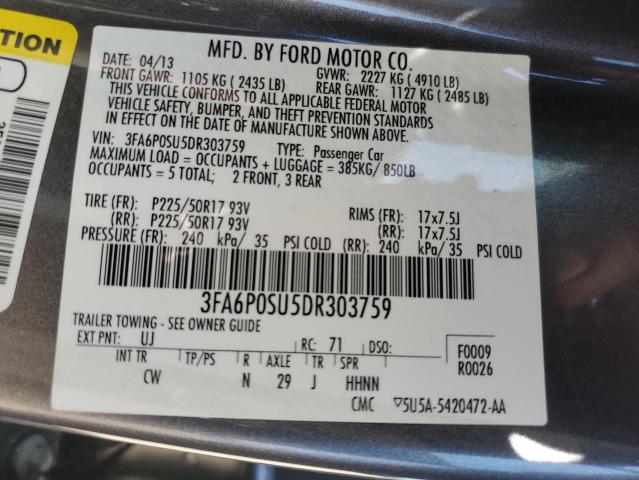 2013 FORD FUSION TIT - 3FA6P0SU5DR303759