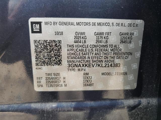 2019 CHEVROLET EQUINOX LT 3GNAXKEV7KL214383