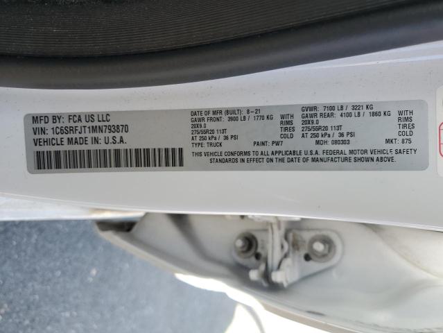 2021 RAM 1500 LARAM 1C6SRFJT1MN793870