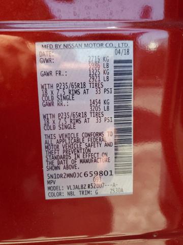 2018 NISSAN PATHFINDER - 5N1DR2MN0JC659801