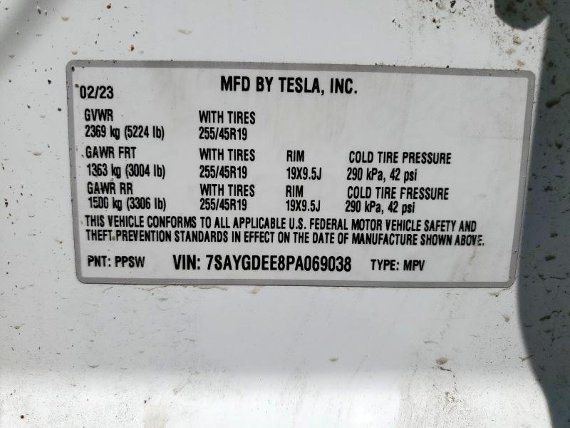2023 TESLA MODEL Y 7SAYGDEE8PA069038