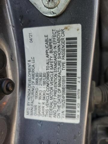 2021 HONDA INSIGHT EX 19XZE4F59ME010915