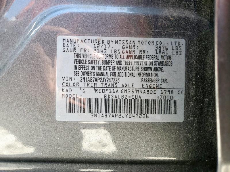 2018 NISSAN SENTRA S 3N1AB7AP2JY247226