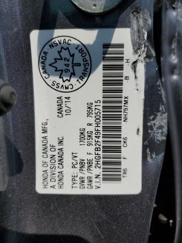 2015 HONDA CIVIC LX - 2HGFB2F49FH005715
