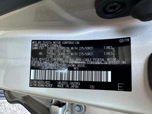 2019 LEXUS LX 570 JTJHY7AX1K4299863