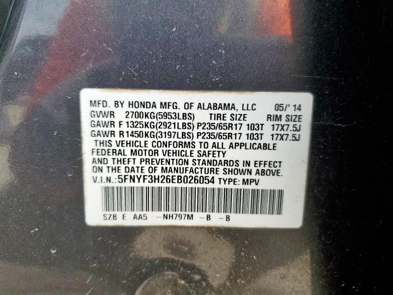 2014 HONDA PILOT LX - 5FNYF3H26EB026054