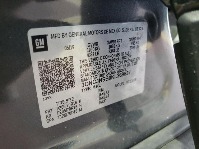 2019 CHEVROLET TRAX LS 3GNCJNSB0KL369637