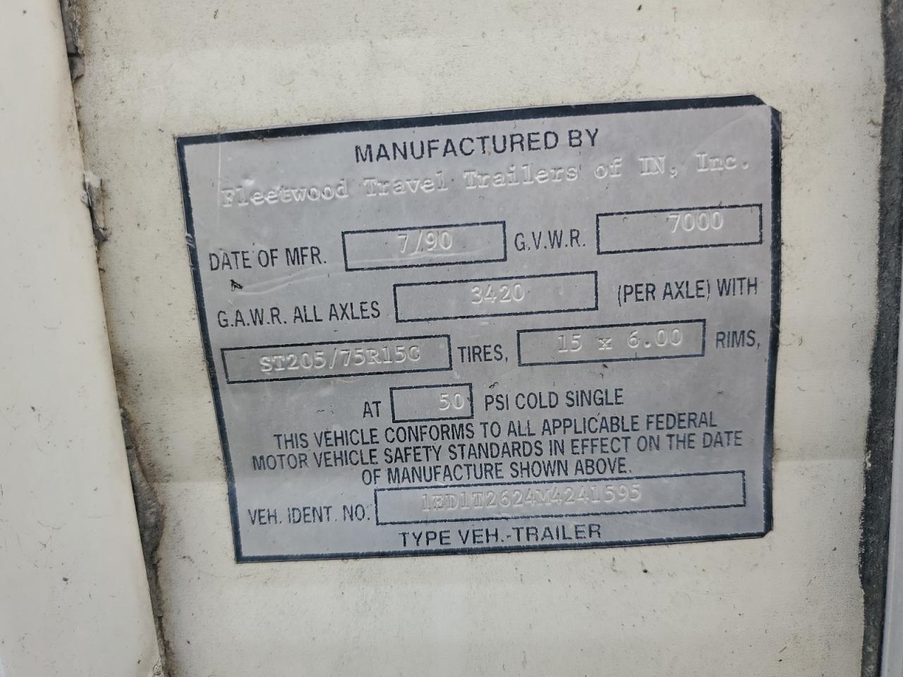 Lot #3210804012 1991 OTHER FLEETWOOD