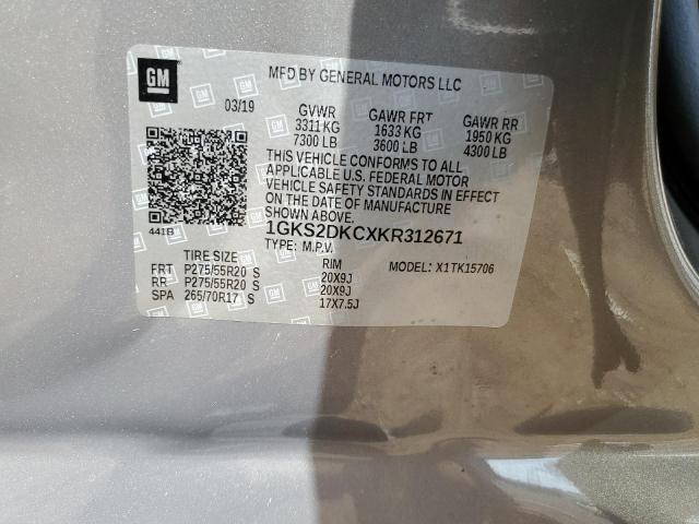 2019 GMC YUKON SLT 1GKS2DKCXKR312671