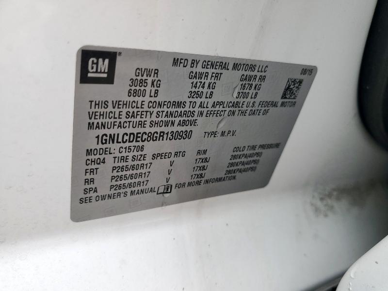 2016 CHEVROLET TAHOE POLI 1GNLCDEC8GR130930