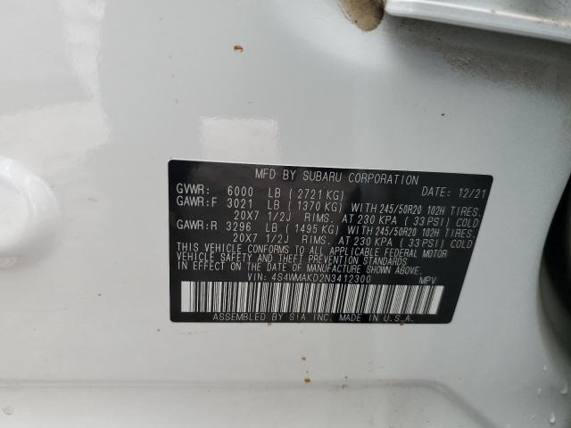 2022 SUBARU ASCENT LIM - 4S4WMAKD2N3412300