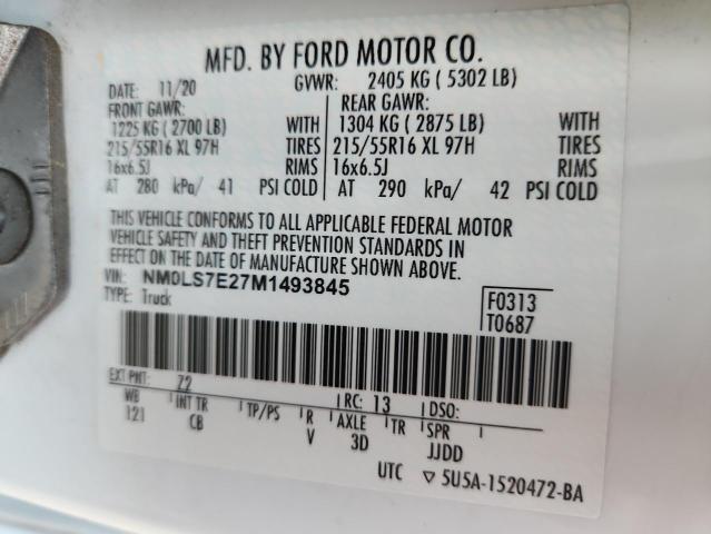2021 FORD TRANSIT CO - NM0LS7E27M1493845