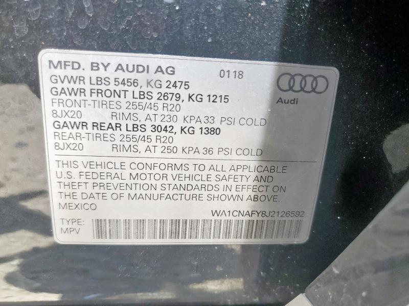 2018 AUDI Q5 PRESTIG WA1CNAFY8J2126592