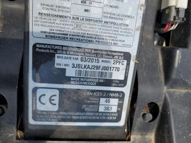 2015 CAN-AM OUTLANDER 650 XT 3JBLKAJ29FJ001770