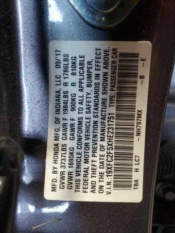 2017 HONDA CIVIC LX 19XFC2F5XHE231751