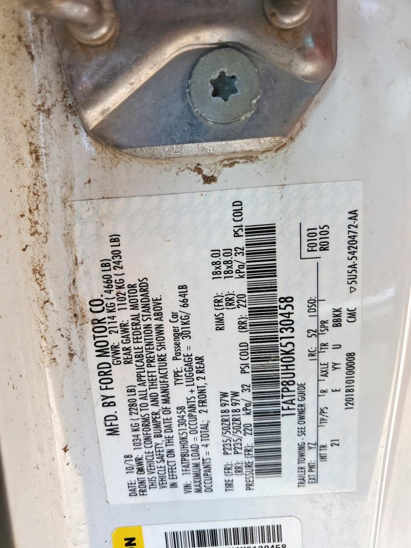 2019 FORD MUSTANG 1FATP8UH0K5130458