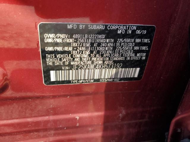 2019 SUBARU FORESTER T JF2SKAWC4KH573192