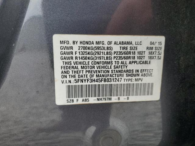 2015 HONDA PILOT EX 5FNYF3H45FB031247