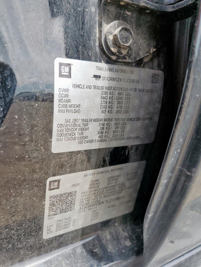 2020 CHEVROLET SILVERADO - 1GCRWCEK7LZ378074