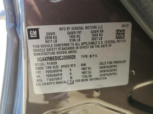 2012 BUICK ENCLAVE - 5GAKRBED0CJ309926