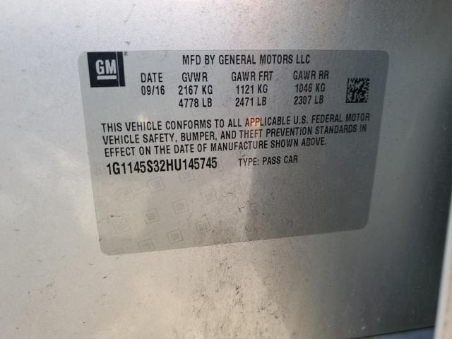 2017 CHEVROLET IMPALA PRE 1G1145S32HU145745