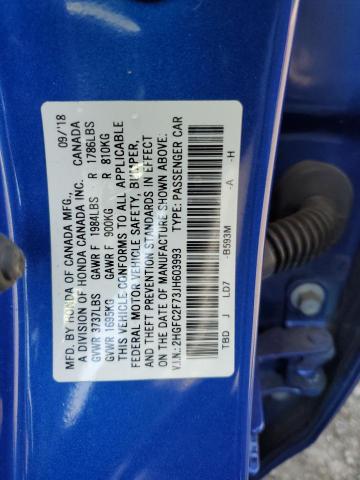 2018 HONDA CIVIC EX - 2HGFC2F73JH603993