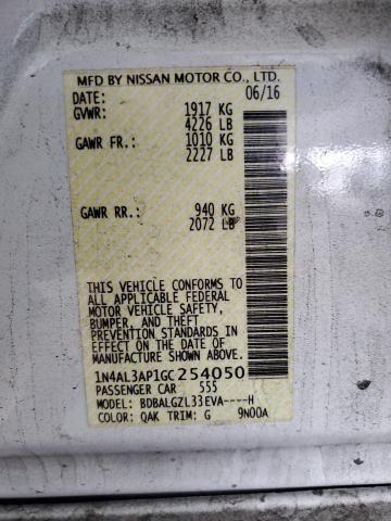 2016 NISSAN ALTIMA 2.5 - 1N4AL3AP1GC254050