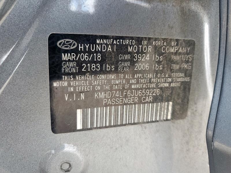 2018 HYUNDAI ELANTRA SE KMHD74LF6JU659226