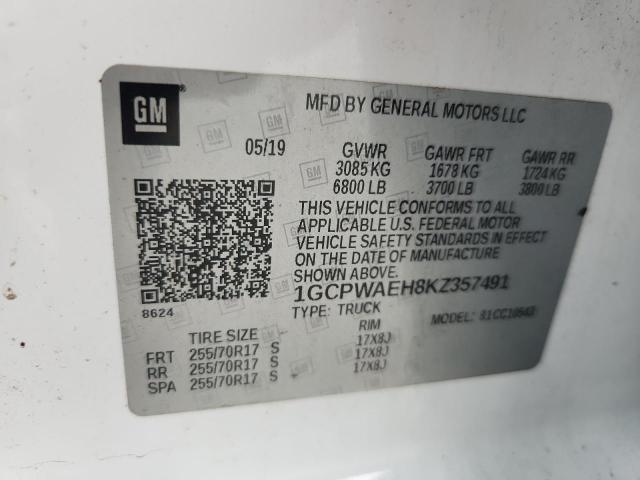 2019 CHEVROLET SILVERADO C1500 1GCPWAEH8KZ357491