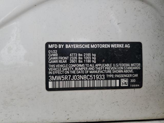 2022 BMW 330XI 3MW5R7J03N8C51933