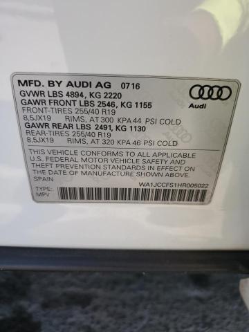 2017 AUDI Q3 PREMIUM WA1JCCFS1HR005022