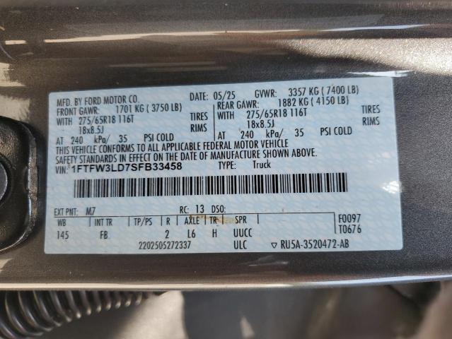 2025 FORD F150 XLT 1FTFW3LD7SFB33458