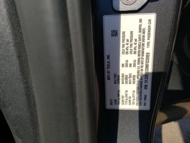 2021 TESLA MODEL 3 5YJ3E1EC0MF028959