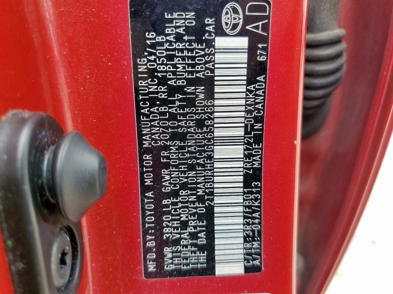 2016 TOYOTA COROLLA L - 2T1BURHE3GC658266