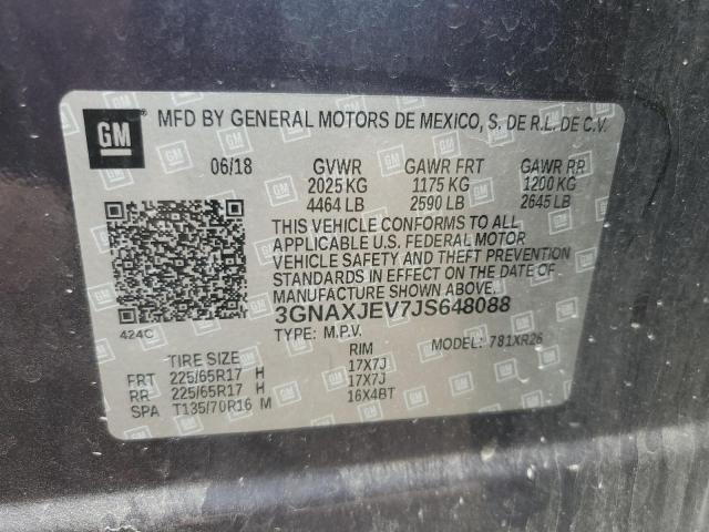 2018 CHEVROLET EQUINOX LT 3GNAXJEV7JS648088