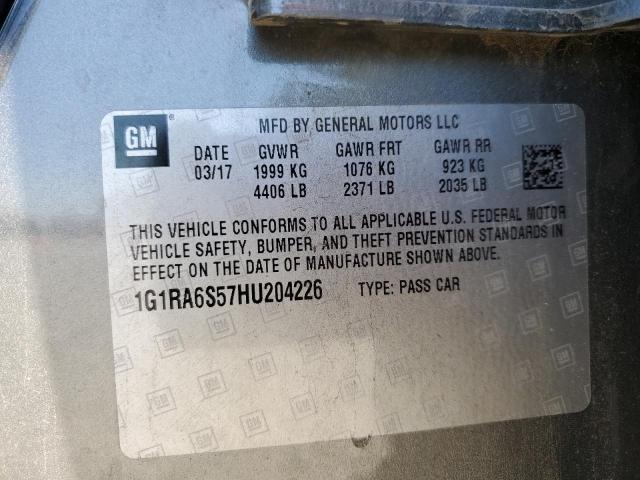 2017 CHEVROLET VOLT LT 1G1RA6S57HU204226