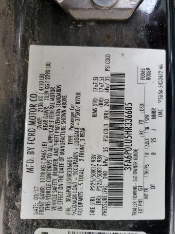2017 FORD FUSION SE - 3FA6P0LU5HR336605