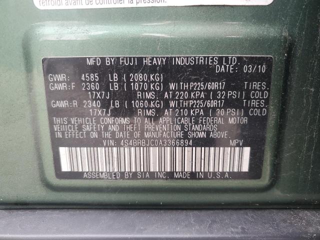 2010 SUBARU OUTBACK 2. - 4S4BRBJC0A3366894